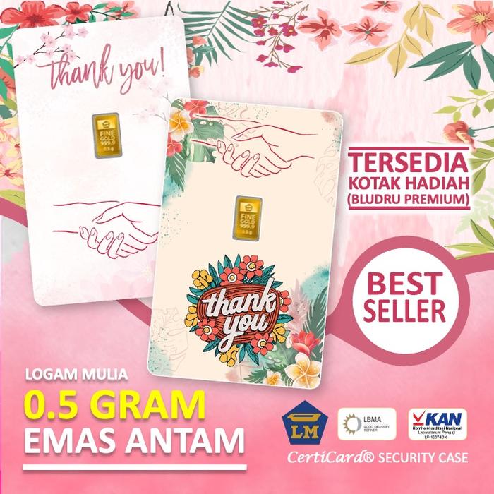 LM Logam Mulia Emas Antam 0.5 gram gr Kado Hadiah Terima Kasih Thank You Apresiasi