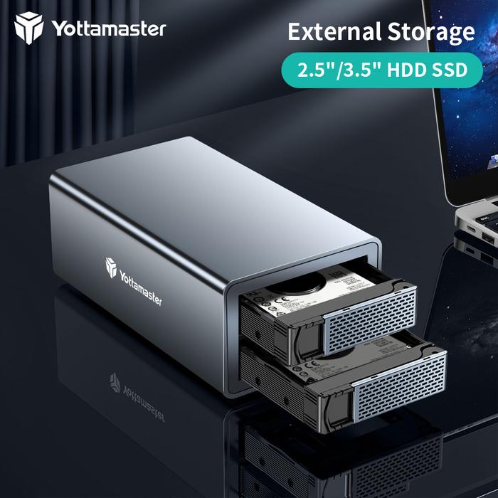 Yottamaster 2Bay External Storage Hard Drive Enclosure Support
