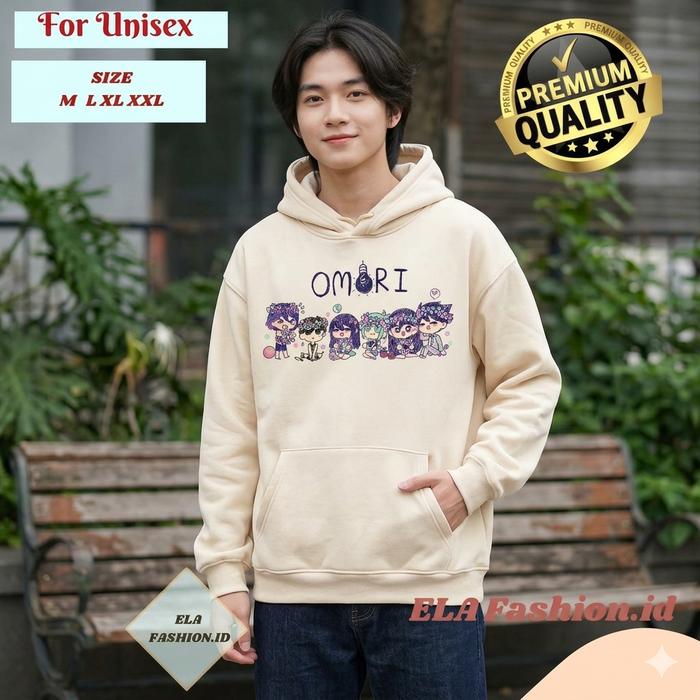 hoodie OMORI - Jaket Hoodie Zipper Polos Pria Wanita Hitam Fleece Tebal Premium Casual