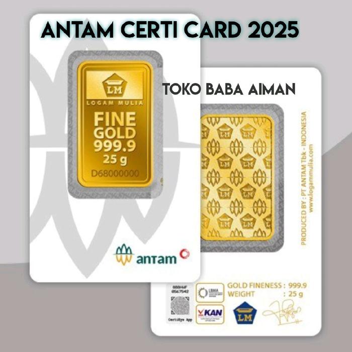Emas antam 25 gram certieye / LM ANTAM 25 GRAM BERSERTIFIKAT. TAHUN 2025 ( CETAKAN TERBARU )