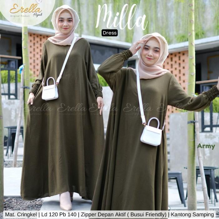 gamis polos super jumbo milla maxy dress ld 120 busui ori erella