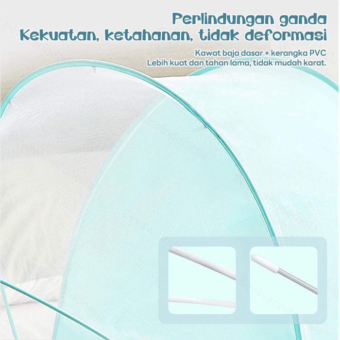 BEVAVAR Kelambu Lipat Bayi Kelambu Tidur Bayi Anti Nyamuk Portable Jaring Ranjang Tenda Bayi