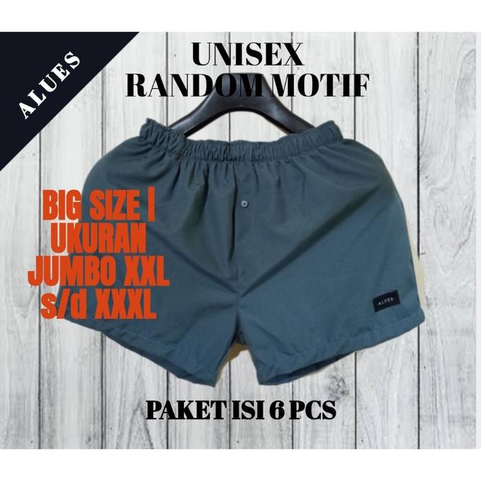 Paket Isi 6 Pcs BOXER BIG SIZE/BOXER UKURAN JUMBO/BOXER UNISEX/BOXER PRIA WANITA