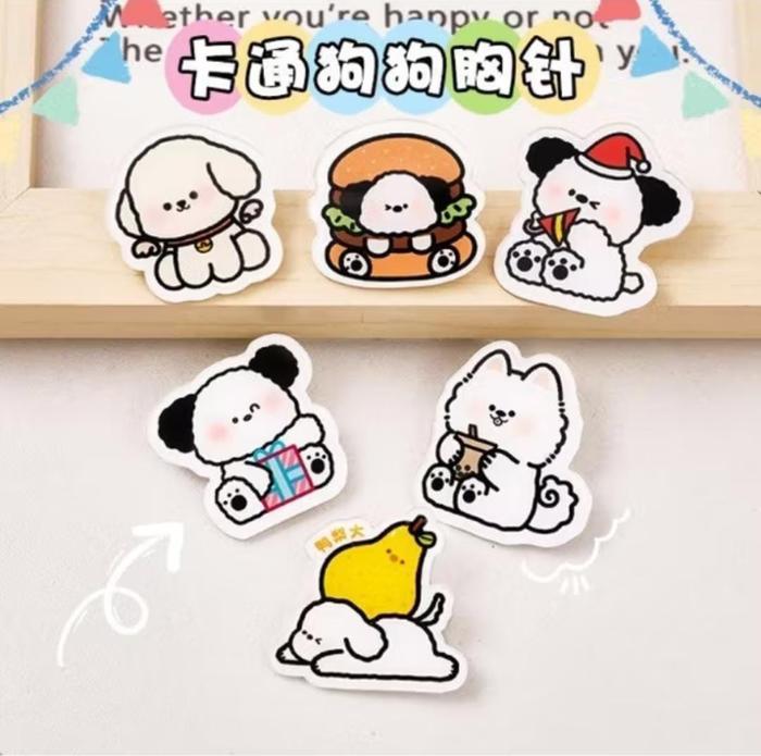 FANSTORE_PKU ISI 2 PCS / Pin Bros / Lucu / Pochaco Putih / Bahan Aklirik DIY Motif Cartoon Baju Tas 