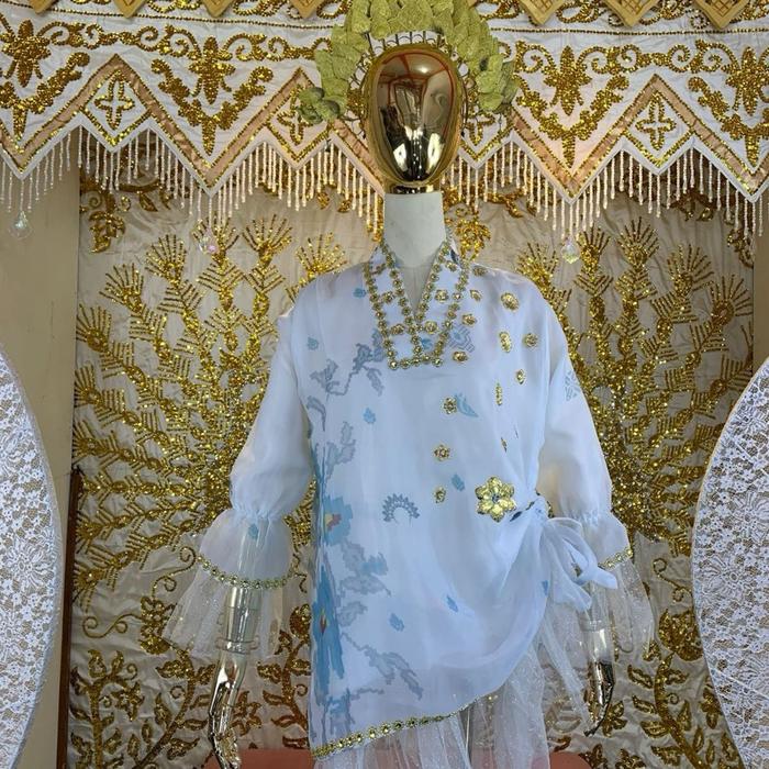 Bajubodo organza print motif Lagosi aksara Bugis