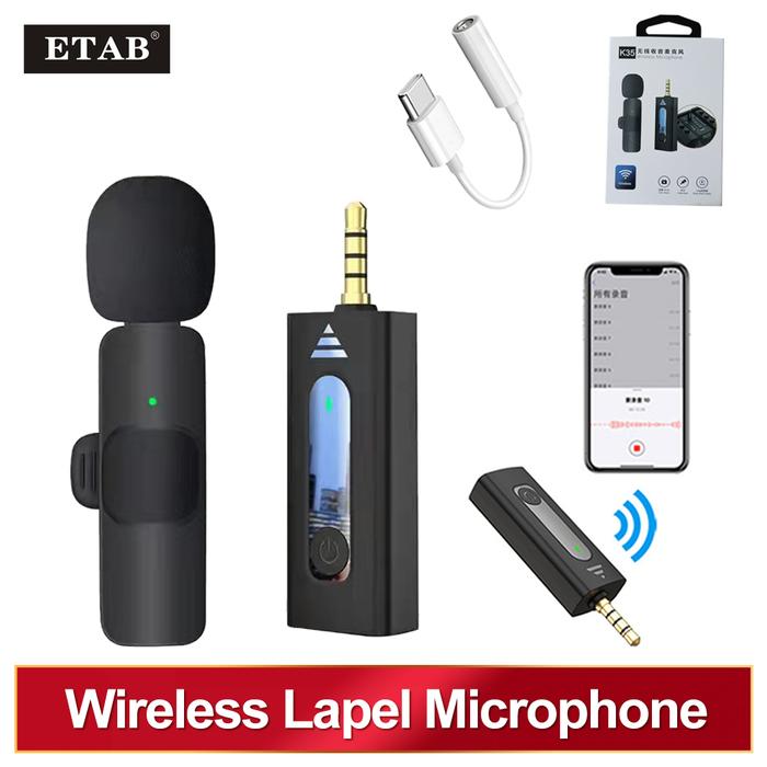 Wireless 3.5mm Lavalier Microphone Omnidirectional Condenser K35 Mic