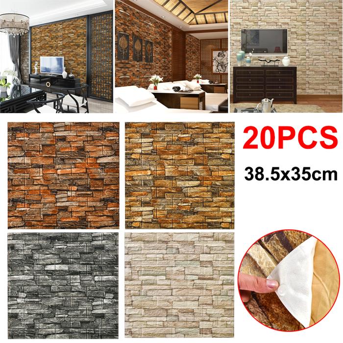 20Pcs XPE Foam 3D Wall Stickers Self Adhesive Panel Home Decoration