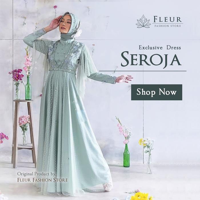 COD GAMIS PESTA MEWAH SEROJA EXCLUSIVE DRESS BY QIBLA / GAMIS BRUKAT MEWAH MUTIARA MIX DOTTY TERBARU
