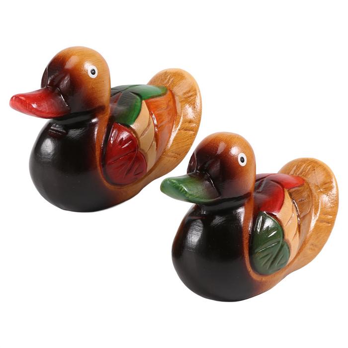 Wooden Mandarin Duck Model Decor 2Pcs Handmade Wedding Gift Bedside Ornament Creative Mandarin Duck 