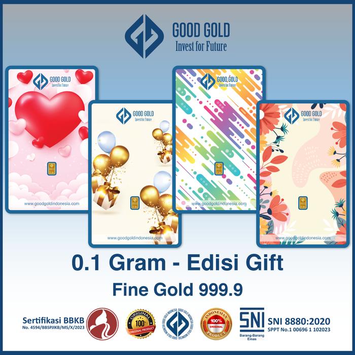 Logam Mulia Good Gold 0.1 Gram edisi Gift/ Emas Batangan 0.1gr