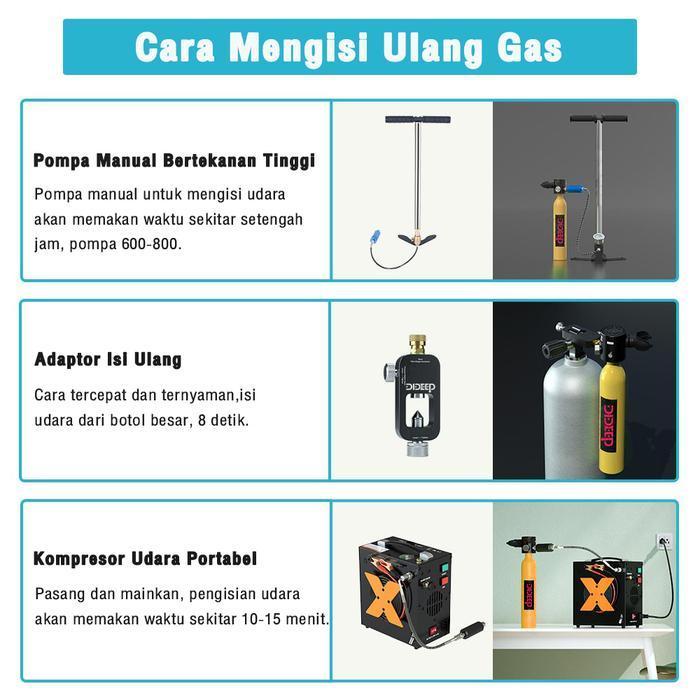 Exclusive Sale Dideep Tabung Scuba Diving Mini Scuba Tank 0.5L Tabung Selam 10Menit Snorkling Selam