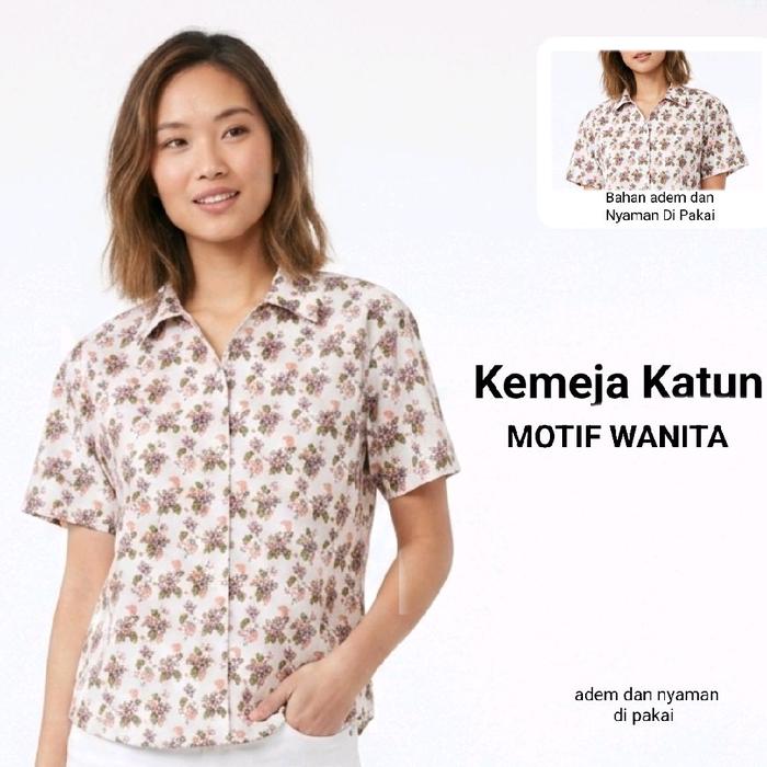 KATUN!! VIMOU_ 268303 YARIN SHIRT Kemeja Katun Motif Wanita Adem dan Nyaman di Pakai