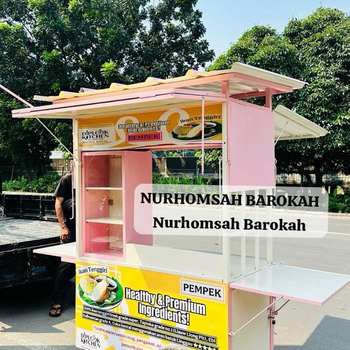 gerobak kontainer dimsum mentai , gerobak kontainer jualan dimsum , gerobak kontainer untuk jualanan