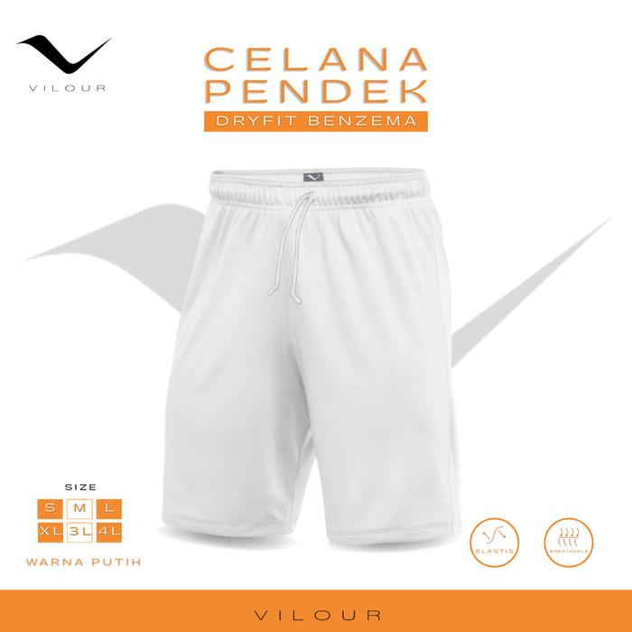VILOUR CELANA PENDEK DRYFIT BENZEMA PUTIH