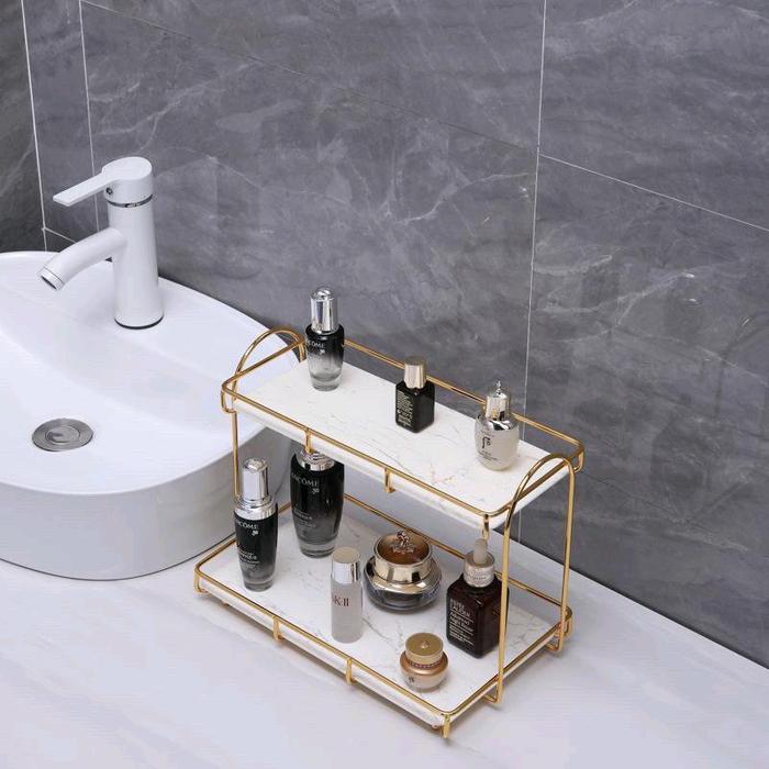 Motif Marble Vanity Tier / Rak Marble / Tray Marble / Tempat Kosmetik / Rak Marble 360 / Rak Marble/