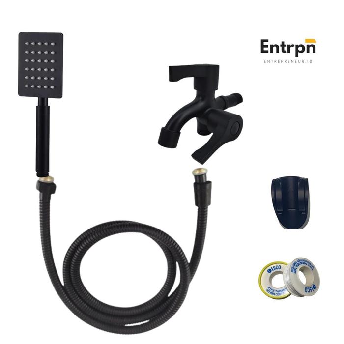 SHOWER KAMAR MANDI HAND SHOWER KOTAK LENGKAP 1 SET DENGAN KRAN DOUBLE SUS 304