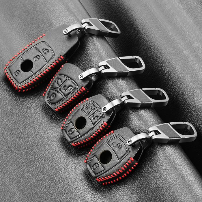 Genuine Leather Car Key Case Cover For Mercedes-Benz W203