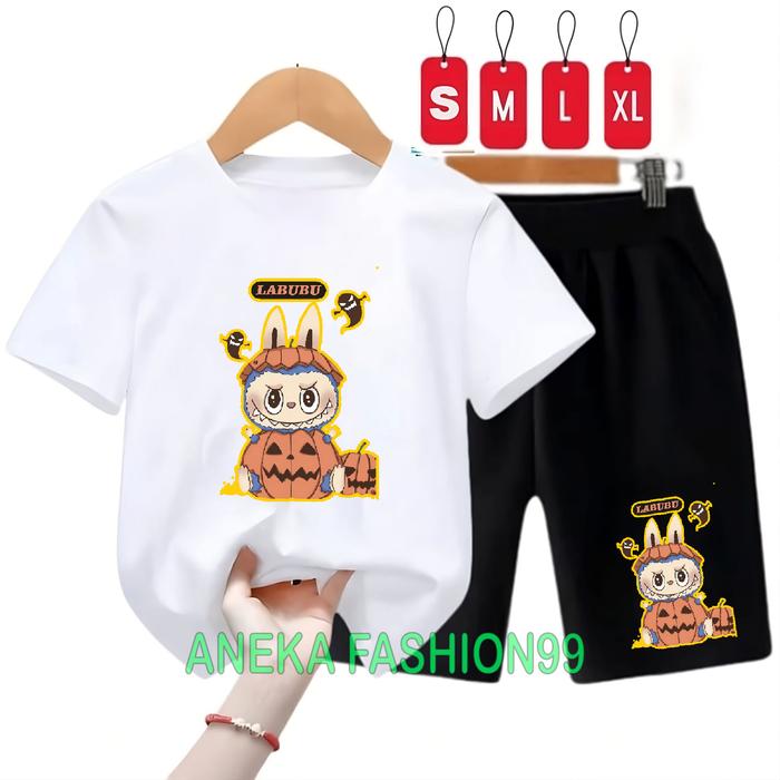 KAOS STELAN ANAK-ANAK USIA 2-13TH MOTIF LABUBU HELLOWEEN