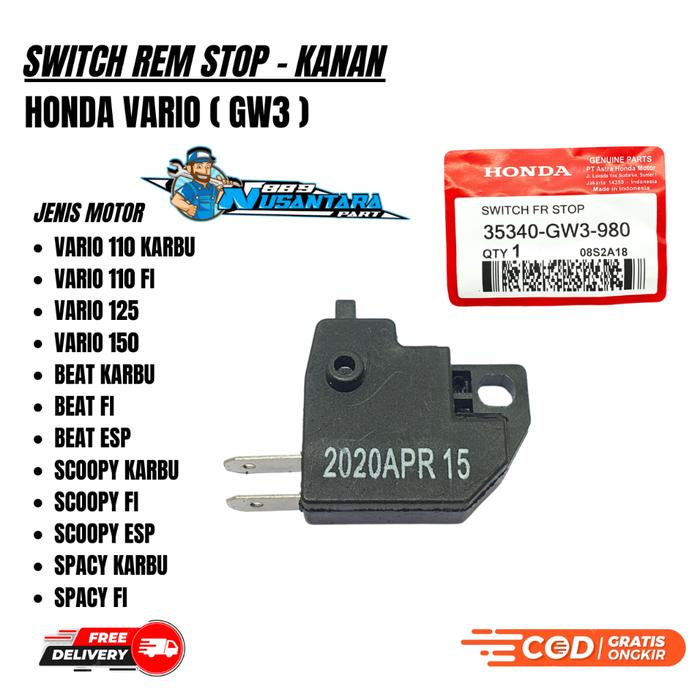 PAKET 2ITEM SWITCH SWIT REM DEPAN+BELAKANG BEAT / BEAT F1 / VARIO / SPACY / SCOOPY / VARIO 125