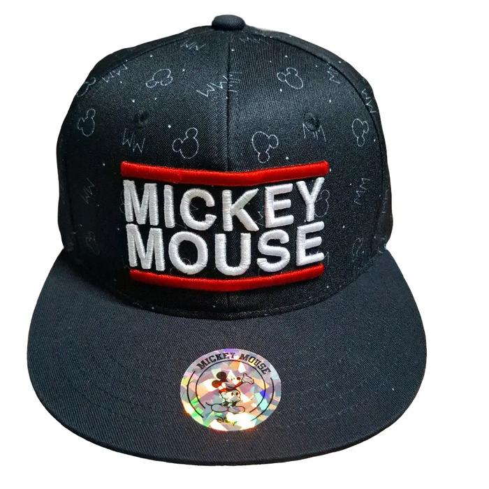 Topi Snapback Mickey Mouse Official Baru dengan Desain Mickey Mouse Berwarna Hitam dan Logo Mickey M