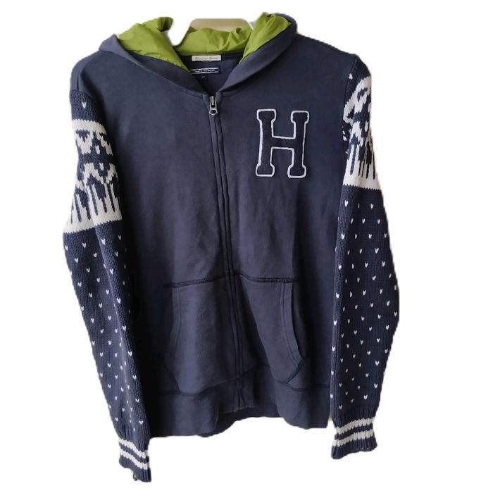 Zip Hoodie Tommy Hilfiger original Pria Zipper Sweater Wanita Hitam Navy Tebal Casual Fit Fleece