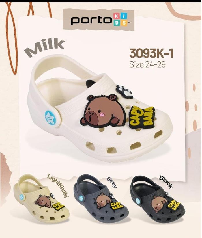 Sandal Sepatu Anak Laki-laki Clog Capy Bara Sendal Karet Balita 2-4 tahun Tali Belakang Porto 3093K-
