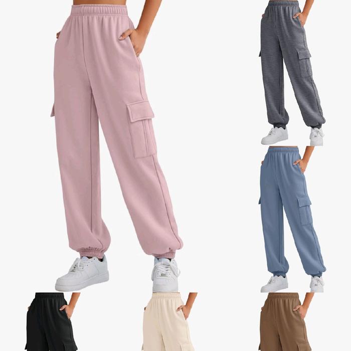ADIBARRA- Celana Jogger Cargo Panjang Wanita l Joger Sweat Pants Olahraga Wanita l Jogger Senam Cewe