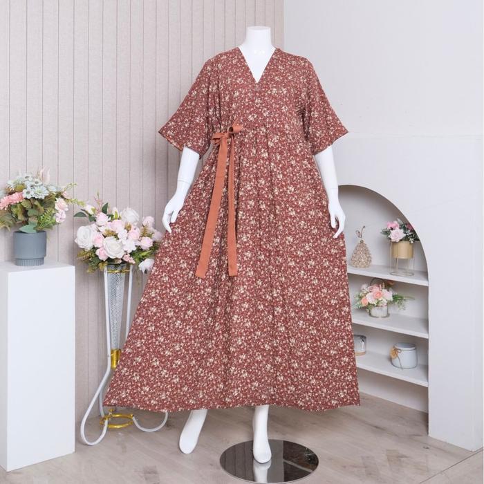 Zoraya Ayla Long Dress Daster Andin Rayon Premium Remaja Bumil Busui Baju Tidur Wanita Kekinian Panj