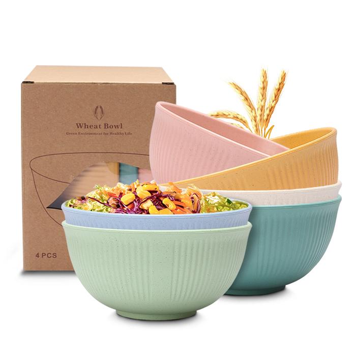 Single Bowl Household Tableware Wheat Straw Rice Japanese Ramen Bowls Dessert Bowl Instant Noodle So