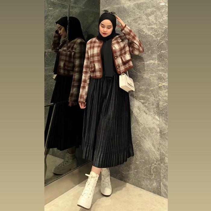 Dres set blezer kotak"dres set blzer aurelia