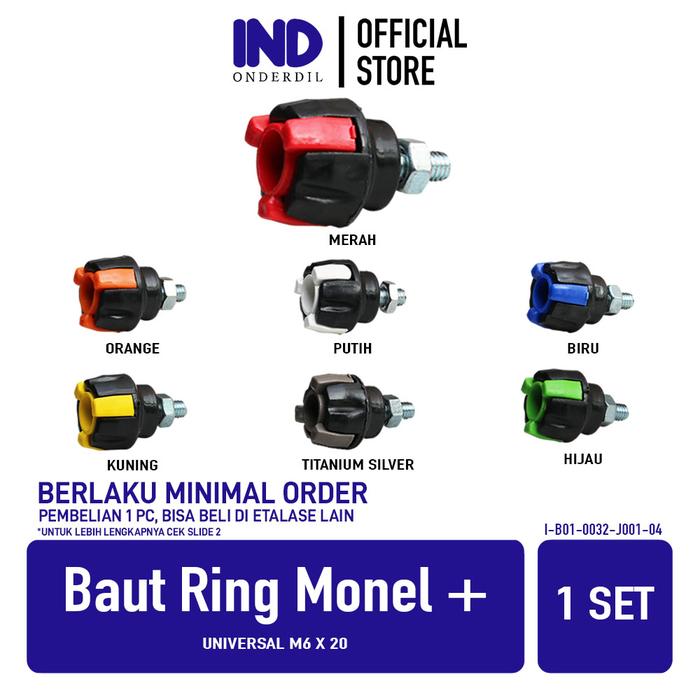GROSIR Baut Ring Monel + Universal M6 X 20 Baud Kerucut Krucut Plat Pelat Nomor Body Bodi Transforme