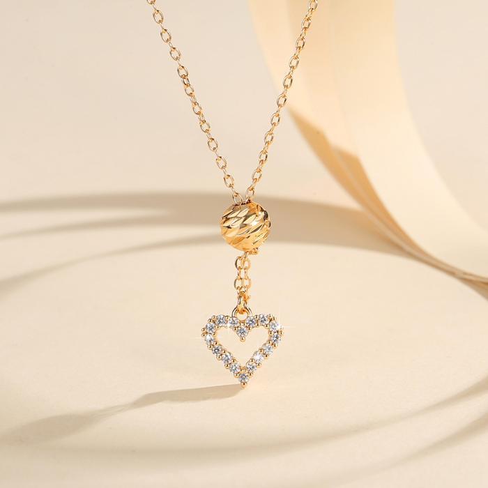 PROMO!! LM837 Kalung Liontin Berlian Panjang Bentuk Hati Titanium Klavikula Rantai Kalung Wanita Aks