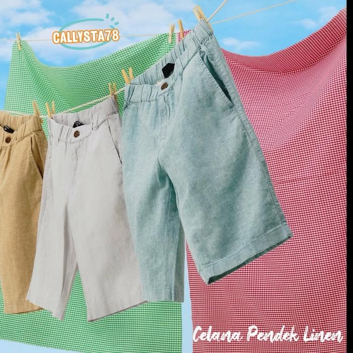 Giordano Celana Pendek Pria Linen Cotton from 649k Size S M L XL XXL