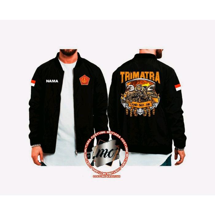 JAKET BOMBER TRIMATRA TNI WARNA HITAM TERBARU