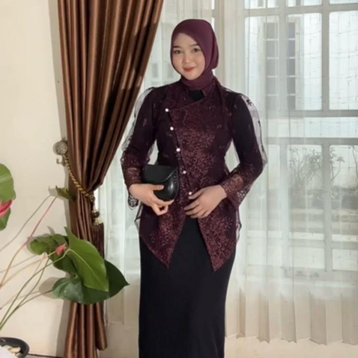 outer brokat kebaya janggan / outer tunik brokat modern / outer kebaya wisuda pesta