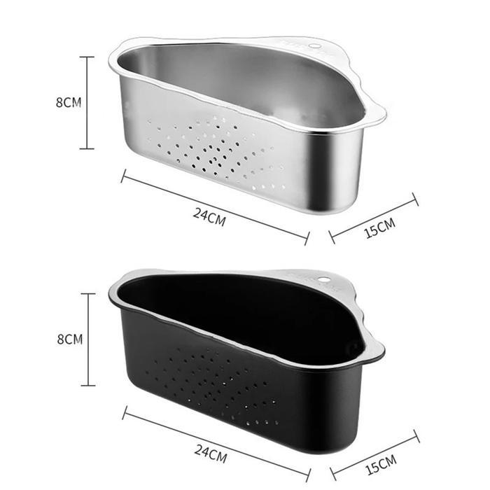 Rak Saringan Wastafel Segitiga Stainless Steel Tempat Sabun Spons Cuci Piring Tempat Tirisan Cucian