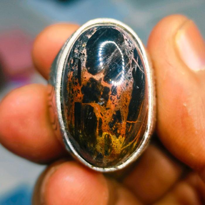 Batu Fosil Kelor Multi Warna Motif Jalak Sutra dengan Desain Elegan dan Warna Menarik