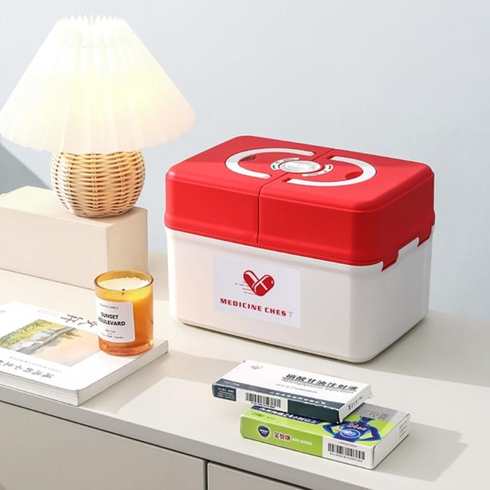First Aid Box with Handle Portable Organize Box Supplies Household