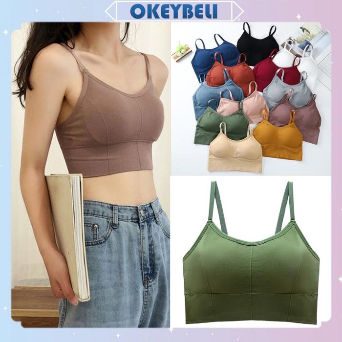 Bra Sport Tanpa Kawat Seamless Katun Spandex OKEY BELI Ukuran M