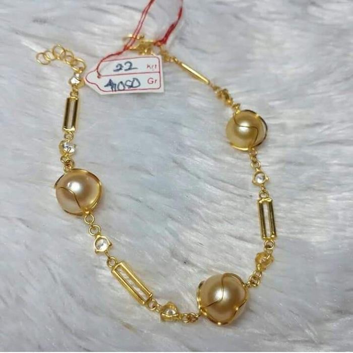 GELANG EMAS 22 KARAT MUTIARA LAUT ASLI LOMBOK , MUTIARA LOMBOK MURAH