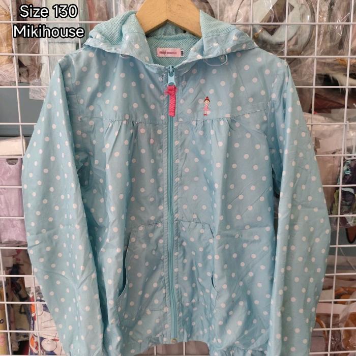 jaket anak preloved miki house blue dottie