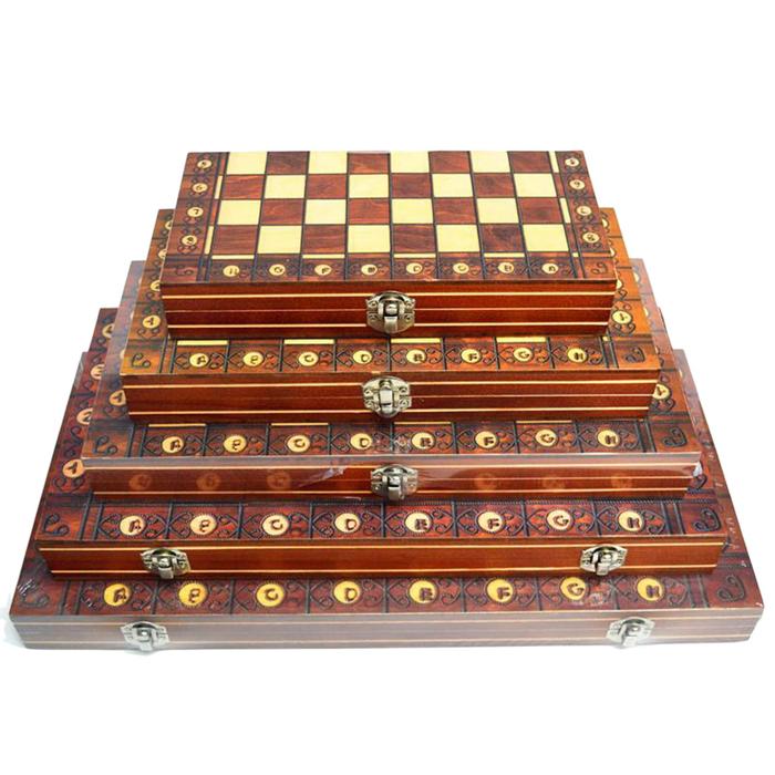 Travel Folding Board Game 3 In 1 Wooden Chess Checkers