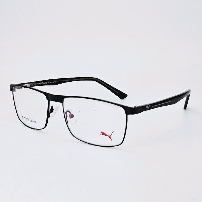 frame kacamata sporty pria wanita Puma PU00701 Full Hitam bisa Lensa Minus Cylinder Blueray Photocro