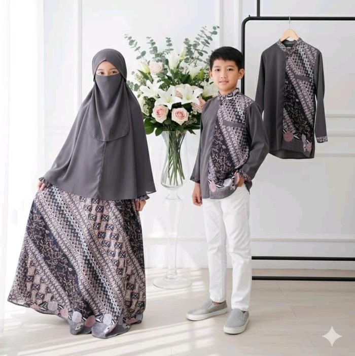 Mili Kids Set Mbrebes Batik Solo Wolfish Exclusive Mix Sleting Depan Ld 92 Pb 110-112 Khimar Non Pet