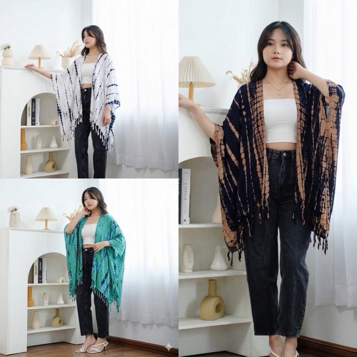 Outer Lilit Bali Rumbai Motif Tye Dye Atasan Wanita