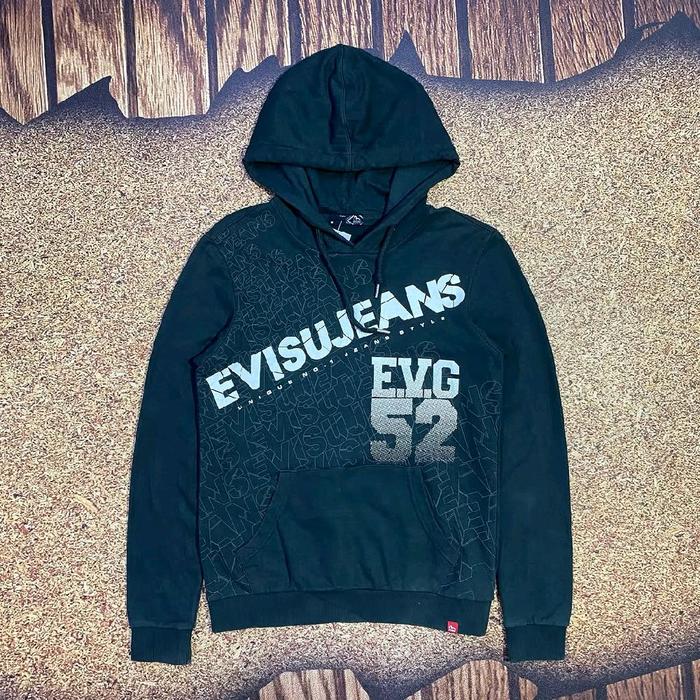jaket pullover hoodie EVISU JEANS EVG 52 big logo jemper sweater berkerudung casual murah bagus size