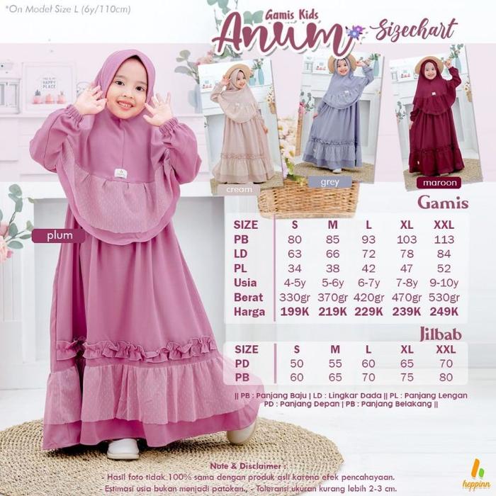 Gamis Anum Kids/ Gamis anak/ set Gamis anak