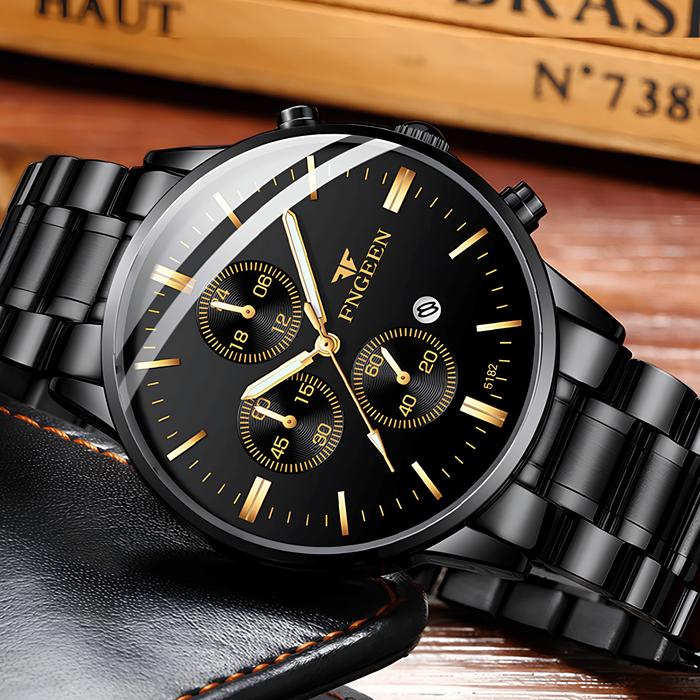 Jam Tangan Pria Kasual Bisnis Fngeen Rantai Stainless Steel Titanium Asli Original Premium Tahan Air