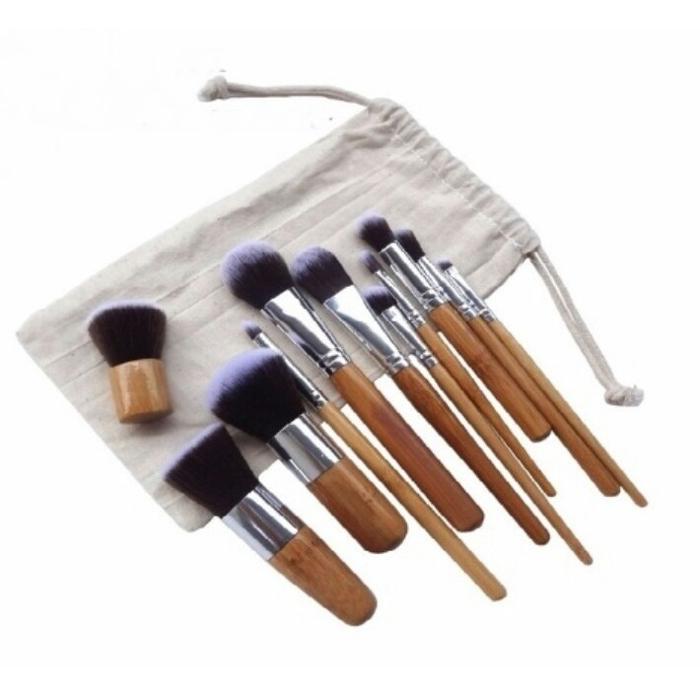 Kuas Make Up| Make Up Brush 12 Set with Pouch/Make Up Brush Wood 12 Set