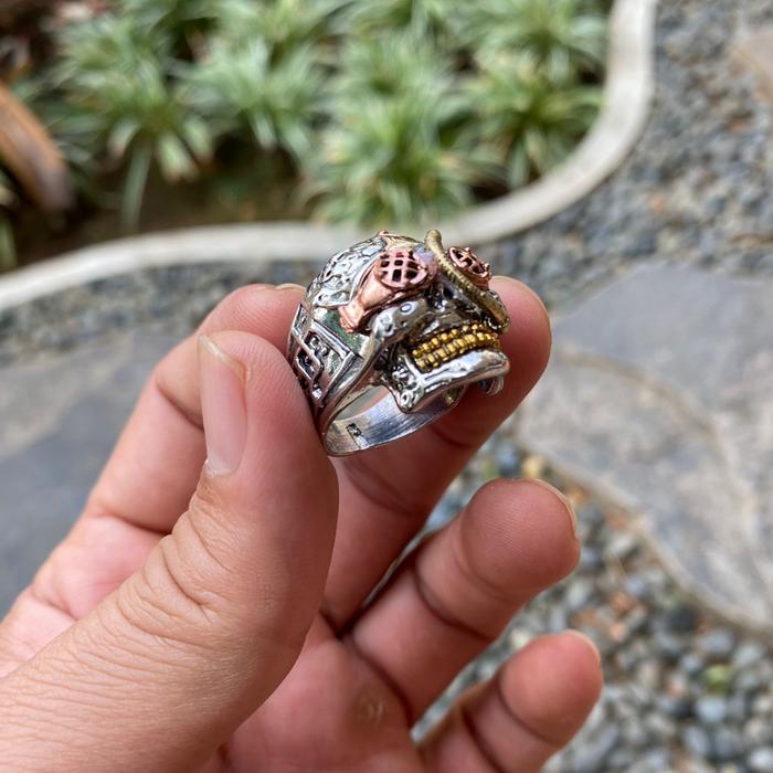 Cincin Tengkorak / Terminator Steampunk Skull Ring / Head Bones Machine Ghost Face Skull Steampunk /